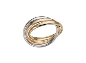 4041633002074 - Goldring FIRETTI Schmuck Geschenk Gold 585 3-Fach verschlungen tricolor massiv Fingerringe Gr 19 Gelbgold 585-Weißgold 585-Roségold 585 5 mm rosegold (gelbgoldfarben weißgoldfarben roségoldfarben) Damen