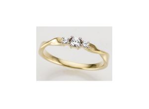 4041633002227 - Goldring FIRETTI Schmuck Geschenk Gold 585 gedreht teilw rhodiniert massiv Fingerringe Gr 18 015 ct P2 = erkennbare Einschlüsse Gelbgold 585-Diamanten 2 mm weiß (gelbgoldfarben silberfarben weiß) Damen Fingerringe mit Brillanten