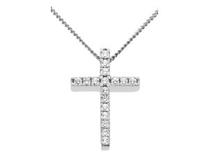 4041633002456 - Kreuz-Anhänger FIRETTI Schmuck Geschenk Gold 585 Halsschmuck Anhänger für Halskette Kreuz Schmuckanhänger Gr 015 ct P2 = erkennbare Einschlüsse Weißgold 585-Diamanten 135 g weiß (weißgoldfarben weiß w=weiß) Damen Anhänger