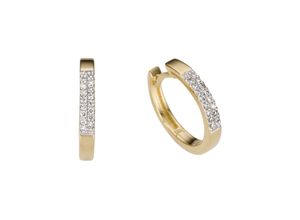 4041633002494 - Paar Creolen FIRETTI Schmuck Geschenk Gold 585 teilw rhodiniert massiv Ohrringe Gr 01 ct P2 = erkennbare Einschlüsse Gelbgold 585-Diamanten weiß (gelbgoldfarben silberfarben weiß) Damen Creolen zu Kleid Shirt Jeans Sneaker Anlass Geburtstag Weihnachten