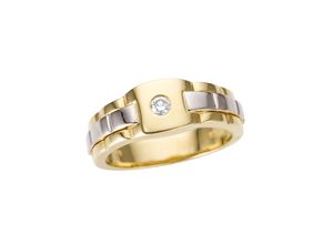 4041633002807 - Goldring FIRETTI Schmuck Geschenk Gold 585 Herrenring Goldring Fingerringe Gr 19 01 ct P2 = erkennbare Einschlüsse Gelbgold 585-Weißgold 585-Diamanten 9 mm weiß (gelbgoldfarben weißgoldfarben weiß) Herren Goldringe mit Brillant