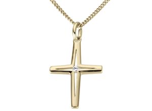 4041633003125 - Kreuz-Anhänger FIRETTI Schmuck Geschenk Gold 333 Halsschmuck Anhänger für Halskette Kreuz Schmuckanhänger Gr 001 ct P2 = erkennbare Einschlüsse Gelbgold 333-Diamanten 035 g weiß (gelbgoldfarben weiß w=weiß) Damen Anhänger mit Brillant