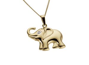 4041633003248 - Ketten-Anhänger FIRETTI Schmuck Geschenk Gold 333 Halsschmuck Anhänger für Halskette Elefant Schmuckanhänger Gr 0005 ct P2 = erkennbare Einschlüsse Gelbgold 333-Diamanten 15 g weiß (gelbgoldfarben silberfarben weiß w=weiß) Mädchen Mädchenschmuck