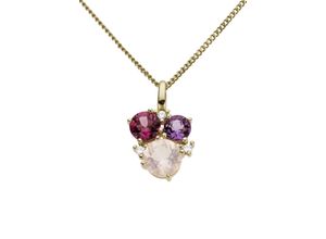 4041633008816 - Ketten-Anhänger FIRETTI Schmuck Geschenk Gold 333 Halsschmuck Anhänger für Halskette Amethyst Schmuckanhänger Gr 002 ct P2 = erkennbare Einschlüsse Gelbgold 333-Diamanten 075 g rosa (gelbgoldfarben lila rosa pink pink) Damen Anhänger