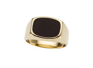 4041633009776 - Siegelring FIRETTI Schmuck Geschenk Gold 585 Herrenring Goldring Fingerringe Gr 19 Gelbgold 585 5 mm schwarz (gelbgoldfarben schwarz schwarz) Herren mit Onyx