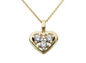 4041633026636 - Herz-Anhänger FIRETTI Schmuck Geschenk Gold 333 Halsschmuck Herz mit Diamanten Schmuckanhänger Gr 0150 ct P2 = erkennbare Einschlüsse Gelbgold 333-Diamanten 095 g goldfarben (gelbgoldfarben weißgoldfarben gw=getöntes weiß) Damen Anhänger mit Brillanten