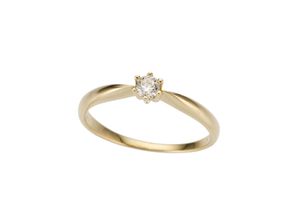 4041633992221 - Solitärring FIRETTI Schmuck Geschenk Gold 750 Damenring Verlobungsring Goldring Solitär Fingerringe Gr 16 015 ct P2 = erkennbare Einschlüsse Gelbgold 750-Diamanten gelb (gelbgoldfarben) Damen Solitär Ringe mit Brillant