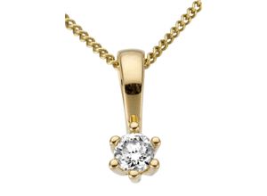 4041633992863 - Ketten-Anhänger FIRETTI Schmuck Geschenk Gold 750 Halsschmuck Anhänger Halskette Solitär Schmuckanhänger Gr 01 ct LR = lupenrein Gelbgold 585-Diamanten 035 g gelb (gelbgoldfarben g1=getönt 1) Damen Anhänger mit Brillant in Krappenfassung