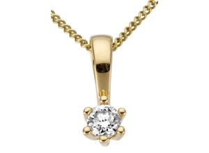 4041633992887 - Ketten-Anhänger FIRETTI Schmuck Geschenk Gold 750 Halsschmuck Anhänger Halskette Solitär Schmuckanhänger Gr 01 ct LR = lupenrein Gelbgold 750-Diamanten 035 g gelb (gelbgoldfarben g1=getönt 1) Damen Anhänger mit Brillant in Krappenfassung