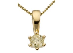 4041633992962 - Ketten-Anhänger FIRETTI Schmuck Geschenk Gold 750 Halsschmuck Anhänger Halskette Solitär Schmuckanhänger Gr 02 ct LR = lupenrein Gelbgold 750-Diamanten 07 g gelb (gelbgoldfarben g1=getönt 1) Damen Anhänger mit Brillant in Krappenfassung