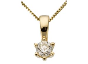 4041633992986 - Ketten-Anhänger FIRETTI Schmuck Geschenk Gold 750 Halsschmuck Anhänger Halskette Solitär Schmuckanhänger Gr 025 ct LR = lupenrein Gelbgold 585-Diamanten 065 g gelb (gelbgoldfarben g1=getönt 1) Damen Anhänger mit Brillant in Krappenfassung