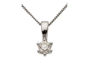 4041633993013 - Ketten-Anhänger FIRETTI Schmuck Geschenk Gold 750 Halsschmuck Anhänger Halskette Solitär Schmuckanhänger Gr 025 ct LR = lupenrein Weißgold 750-Diamanten 08 g weiß (weißgoldfarben g1=getönt 1) Damen Anhänger mit Brillant in Krappenfassung