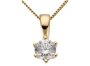 4041633993020 - Ketten-Anhänger FIRETTI Schmuck Geschenk Gold 750 Halsschmuck Anhänger Halskette Solitär Schmuckanhänger Gr 05 ct LR = lupenrein Gelbgold 585-Diamanten 085 g gelb (gelbgoldfarben g1=getönt 1) Damen Anhänger mit Brillant in Krappenfassung