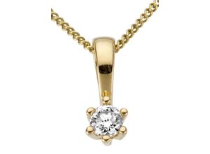 4041633993167 - Ketten-Anhänger FIRETTI Schmuck Geschenk Gold 750 Halsschmuck Anhänger Halskette Solitär Schmuckanhänger Gr 01 ct P2 = erkennbare Einschlüsse Gelbgold 750-Diamanten 035 g gelb (gelbgoldfarben gw=getöntes weiß) Damen Anhänger mit Brillant in Krappenfassung