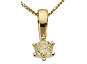 4041633993242 - Ketten-Anhänger FIRETTI Schmuck Geschenk Gold 750 Halsschmuck Anhänger Halskette Solitär Schmuckanhänger Gr 02 ct P2 = erkennbare Einschlüsse Gelbgold 750-Diamanten 07 g gelb (gelbgoldfarben gw=getöntes weiß) Damen Anhänger mit Brillant in Krappenfassung