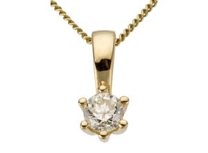 4041633993280 - Ketten-Anhänger FIRETTI Schmuck Geschenk Gold 750 Halsschmuck Anhänger Halskette Solitär Schmuckanhänger Gr 025 ct P2 = erkennbare Einschlüsse Gelbgold 750-Diamanten 08 g gelb (gelbgoldfarben gw=getöntes weiß) Damen Anhänger mit Brillant in Krappenfassung