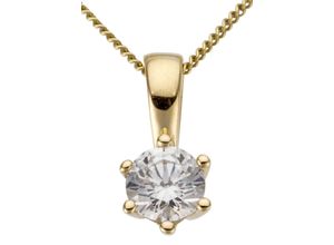 4041633993303 - Ketten-Anhänger FIRETTI Schmuck Geschenk Gold 750 Halsschmuck Anhänger Halskette Solitär Schmuckanhänger Gr 05 ct P2 = erkennbare Einschlüsse Gelbgold 585-Diamanten 085 g gelb (gelbgoldfarben gw=getöntes weiß) Damen Anhänger mit Brillant in Krappenfassung