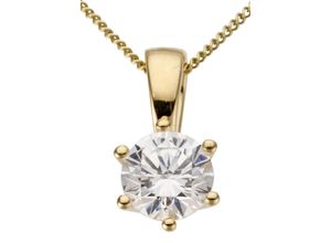 4041633993341 - Ketten-Anhänger FIRETTI Schmuck Geschenk Gold 750 Halsschmuck Anhänger Halskette Solitär Schmuckanhänger Gr 1 ct P2 = erkennbare Einschlüsse Gelbgold 585-Diamanten 13 g gelb (gelbgoldfarben gw=getöntes weiß) Damen Anhänger mit Brillant in Krappenfassung