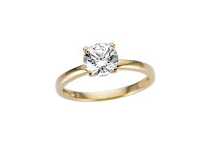 4041633994133 - Goldring FIRETTI Schmuck Geschenk Gold 333 Damenring Verlobungsring Solitär Fingerringe Gr 17 Gelbgold 333 weiß (gelbgoldfarben weiß weiß) Damen Fingerringe zu Kleid Shirt Jeans Sneaker Anlass Geburtstag Weihnachten