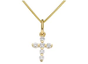 4041633994959 - Ketten-Anhänger FIRETTI Schmuck Geschenk Gold 333 Halsschmuck Anhänger für Halskette Kreuz Schmuckanhänger Gr Gelbgold 333 05 g weiß (gelbgoldfarben weiß weiß) Damen Anhänger mit Zirkonia (synth)