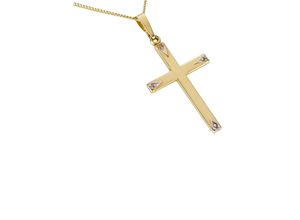 4041633998438 - Ketten-Anhänger FIRETTI Schmuck Geschenk Gold 333 Halsschmuck Anhänger für Halskette Kreuz Schmuckanhänger Gr Gelbgold 333 1 g silberfarben (gelbgoldfarben silberfarben) Damen Anhänger zu Kleid Shirt Jeans Sneaker Anlass Geburtstag Weihnachten