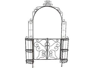 4041908094889 - Rankbogen mit Tor LAKI Metall schwarz Bogen 1560 x 2330 cm 4041908094889 Garden Pleasure