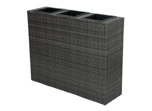 4041908099730 - Rattan Raumtrenner mit 3 Pflanztöpfen Pflanzschale Blumentopf grau Übertopf 4041908099730 - Rattan Raumtrenner mit 3 Pflanztöpfen Pflanzschale Blumentopf grau Übertopf