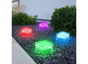 4041908100948 - - Gartendeko Dekoleuchte rgb led Solarlampe mit Farbwechsel Gartenlampe Eiswürfel Design LxH 7x54 cm 4er Set