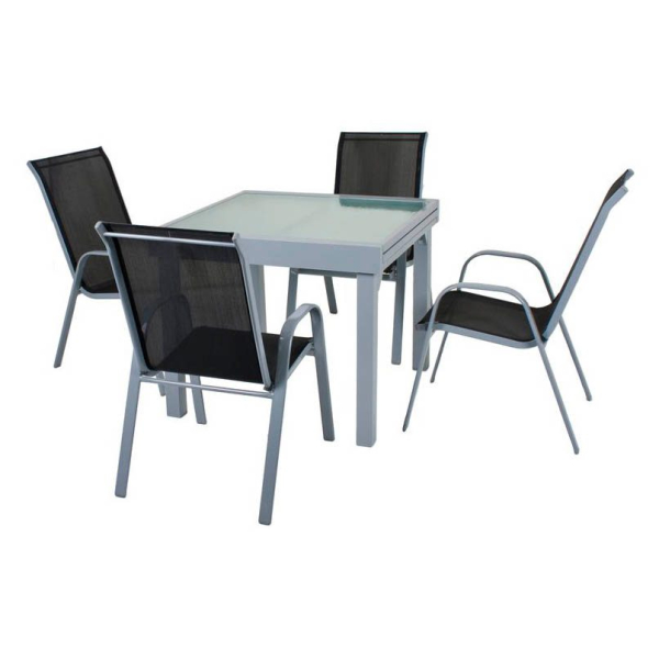 4041908101532 - Sitzgruppe LOLA dunkelgrau grau Metall 5-teilig 4041908101532 Garden Pleasure