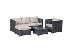 4041908113627 - 4tlg Garten Lounge Sofa Sitzgruppe Garten Couch Sessel Rattan Optik Gartenmöbel