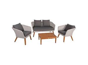 4041908122902 - 4tlg Polyrattan Sitzgruppe ARONA Garten Möbel Sitzgruppe Outdoor Grau Garnitur