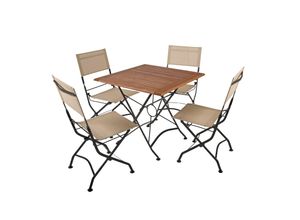 4041908124975 - 5-tlg Holz Tischgruppe TRIEST Set Garten Sitzgruppe Outdoor Metall Möbel Tisch