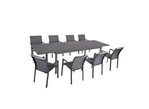 4041908125316 - 9-tlg Alu Tischgruppe NEREA Set Garten Sitzgruppe Outdoor Grau Metall Kunststoff