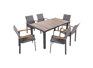 4041908125361 - 7-tlg Alu Tischgruppe RANA Set Garten Sitzgruppe Outdoor Grau Metall Kunststoff