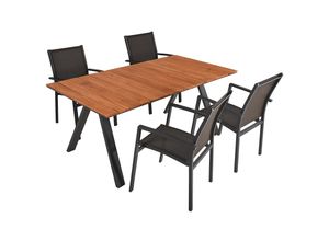 4041908125422 - Tischgruppe DAVINA Set 05 5-tlg Garten Sitzgruppe Outdoor Grau Holz Metall Möbel