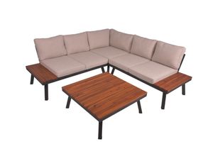 4041908131584 - Lounge-Set THERESA 4tlg Akazie beige Sitzgruppe Garten Lounge Möbel Garnitur