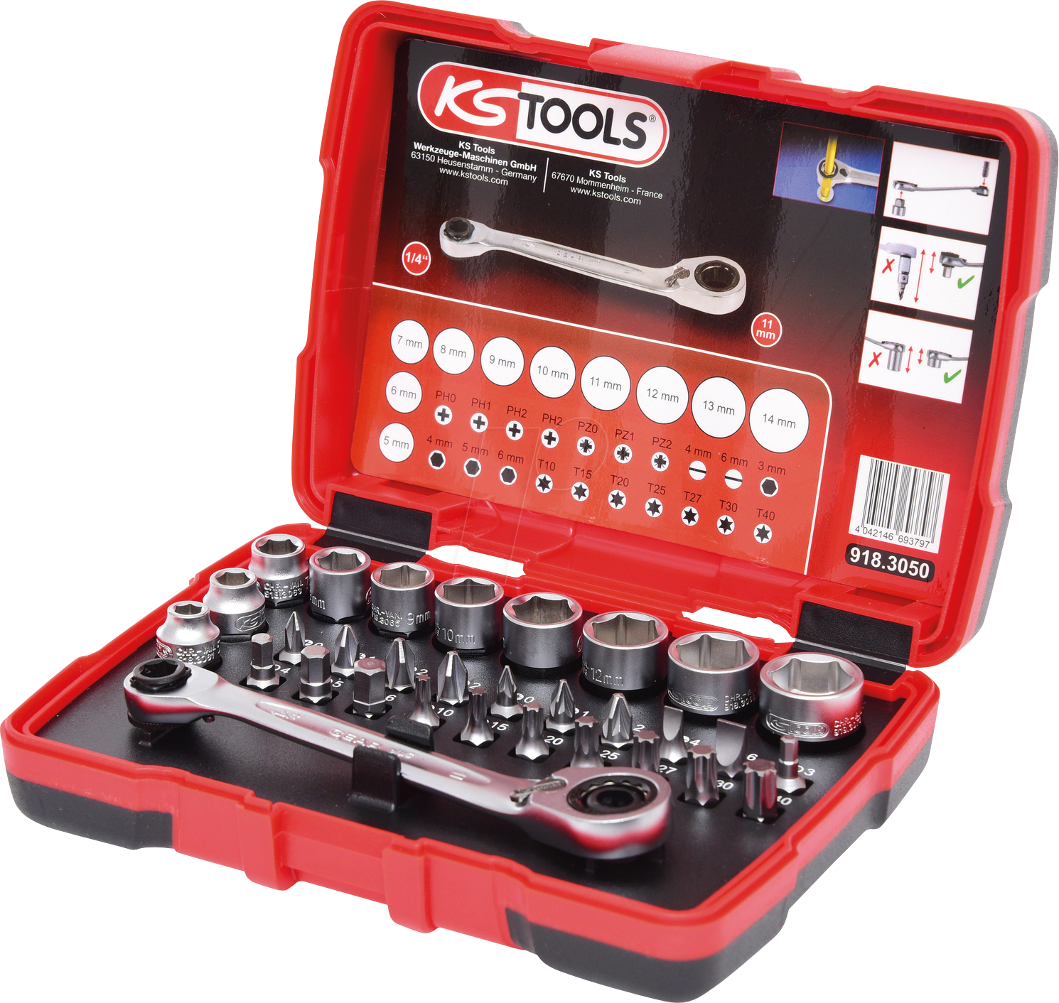 4042146693797 - Kstools - ks tools 1 4 + 11 mm Durchgangs-Steckschlüssel- und Bit-Satz 31-tlg ( 9183050 )