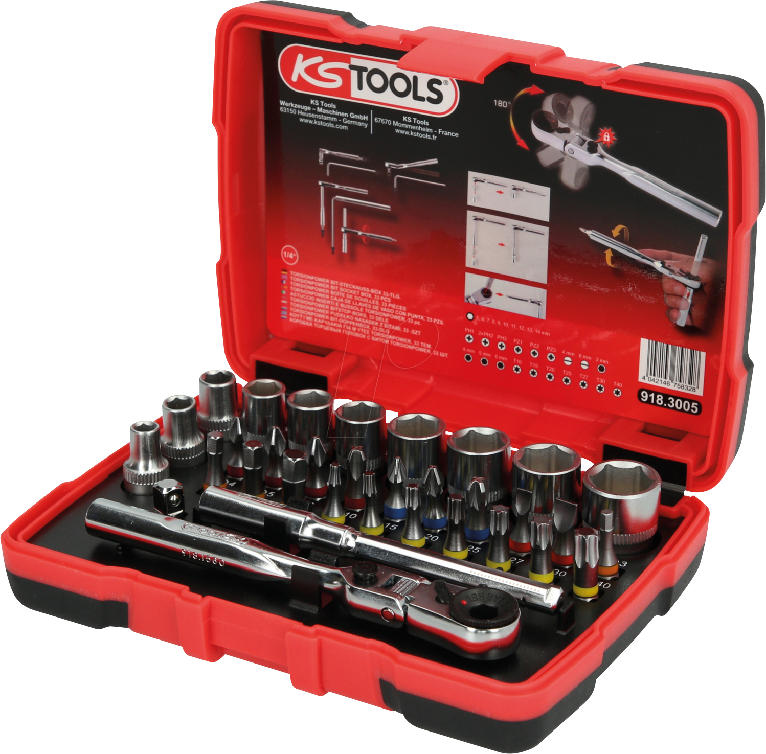 4042146758328 - Kstools - ks tools 1 4 TORSIONpower Bit-Stecknuss-Box 33-tlg ( 9183005 )