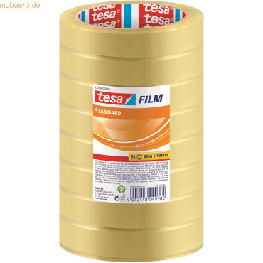 4042448049582 - tesa Verpackungsklebeband tesafilm Standard 57208 Transparent 19 mm (B) x 66 m (L) PP (Polypropylen) Hohe Lautstärke 8 Rollen