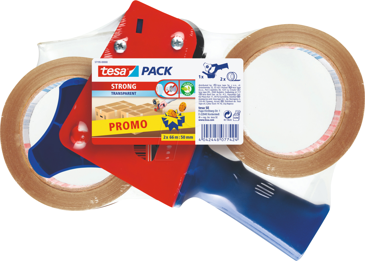 4042448077424 - TESA 57195 - tesapack® Abroller + 2 Rollen 66 m x 50 mm transparent 4042448077424 - TESA 57195 - tesapack® Abroller + 2 Rollen 66 m x 50 mm transparent
