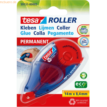 4042448110794 - 5 x Kleberoller tesa Roller ecoLogo 85mmx14m permanent (Blister)