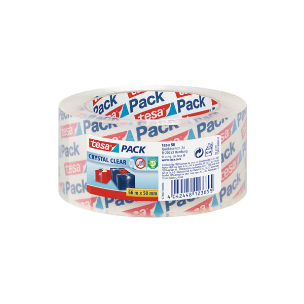 4042448123855 - tesa Verpackungsklebeband tesapack Crystal Clear Transparent 50 mm (B) x 66 m (L) PP (Polypropylen)