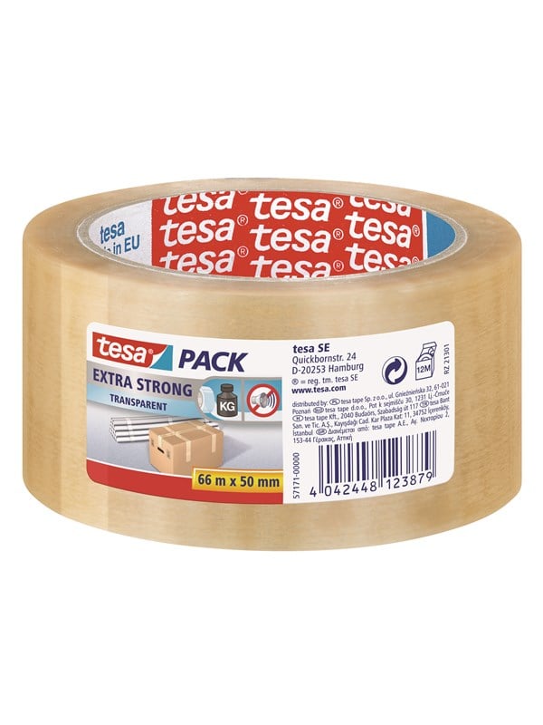 4042448123879 - tesa pack Extra Strong Packaging Tape 66m x 50mm Transparent