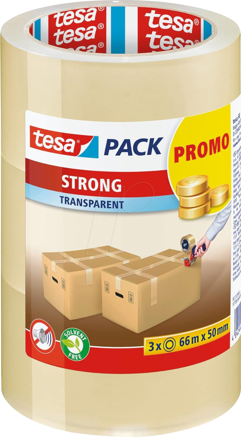 4042448125651 - TESA 57799 - tesapack® Paketband Strong 66 m x 50 mm 3 Rollen tranparent