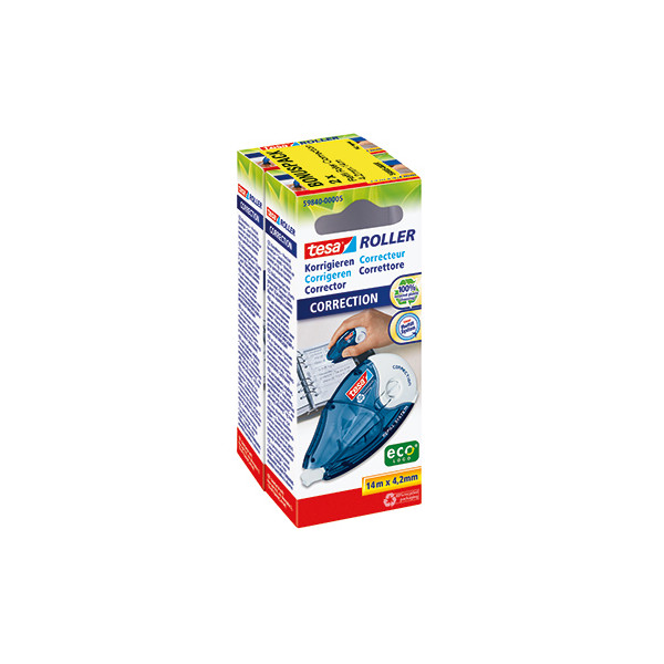 4042448144331 - tesa ecoLogo Korrekturroller Refill Correction Doppelpack 42 mm x 14 m Gehäuse blau-transluzent - Kassette weiß (59605-00000-06)