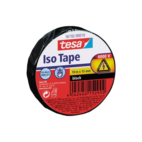 4042448152992 - Isolierband Iso Tape 15 mm x 10 m (B x L) 6000V PVC schwarz 4042448152992 10 Meter