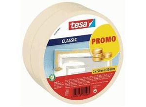 4042448182265 - Malerband Promo 2er Turm Classic 2 x (50m x 30 mm) transparent Kreppband - Tesa