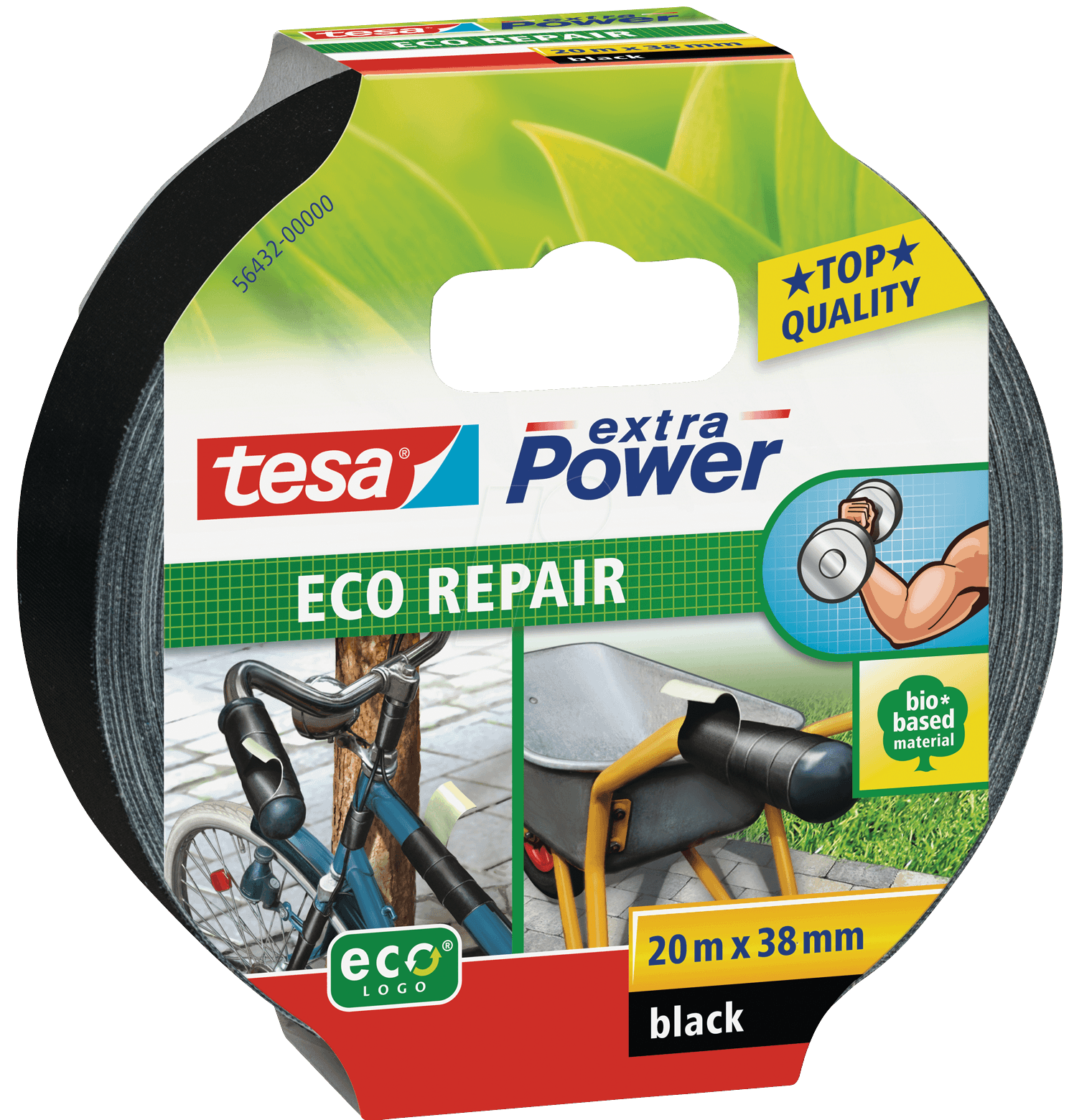 4042448209542 - Eco repair 56432-00000-00 Gewebeklebeband ® extra Power Schwarz (l x b) 20 m x 38 mm 1 St - Tesa