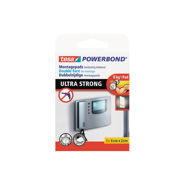 4042448219572 - tesa Powerbond Ultra Strong Klebepads   Doppelseitige Pads für die Montage im Innen- sowie geschützten Außenbereich - beidseitig ultrastark klebend  