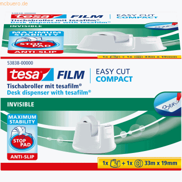 4042448261113 - 8 x Tischabroller Easy Cut compact weiß + 1 Rolle 33mx19mm matt u